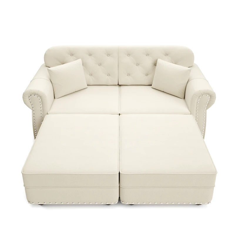 Streamdale Furniture Velvet Chesterfield Sofa w/Nailhead Trim and 2 Pillows