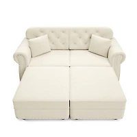 Streamdale Furniture Velvet Chesterfield Sofa w/Nailhead Trim and 2 Pillows