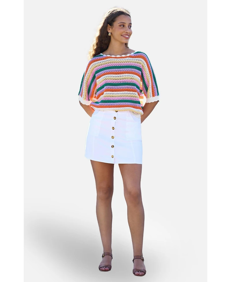 Yumi Women's Batwing Crochet Top