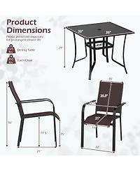 Slickblue 5 Piece Outdoor Dining Set with Stackable Chairs Square Table