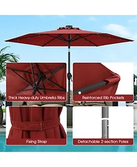 Gouun 7.5 ft Solar Powered Patio Umbrella with 18 Led Lights Push-Button Tilt and Crank