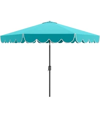 Gouun 10 ft Outdoor Market Umbrella with Crank Push-Button Tilt and Ruffled Edges