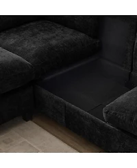 Streamdale Furniture 96.5" Chenille Sectional Sofa with Ottoman