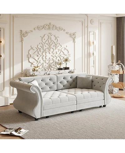 Streamdale Furniture Oversized Chesterfield Velvet Sofa Bed