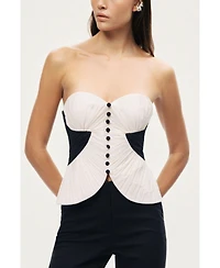 Nocturne Women's Structured Strapless Contrast Bustier Top