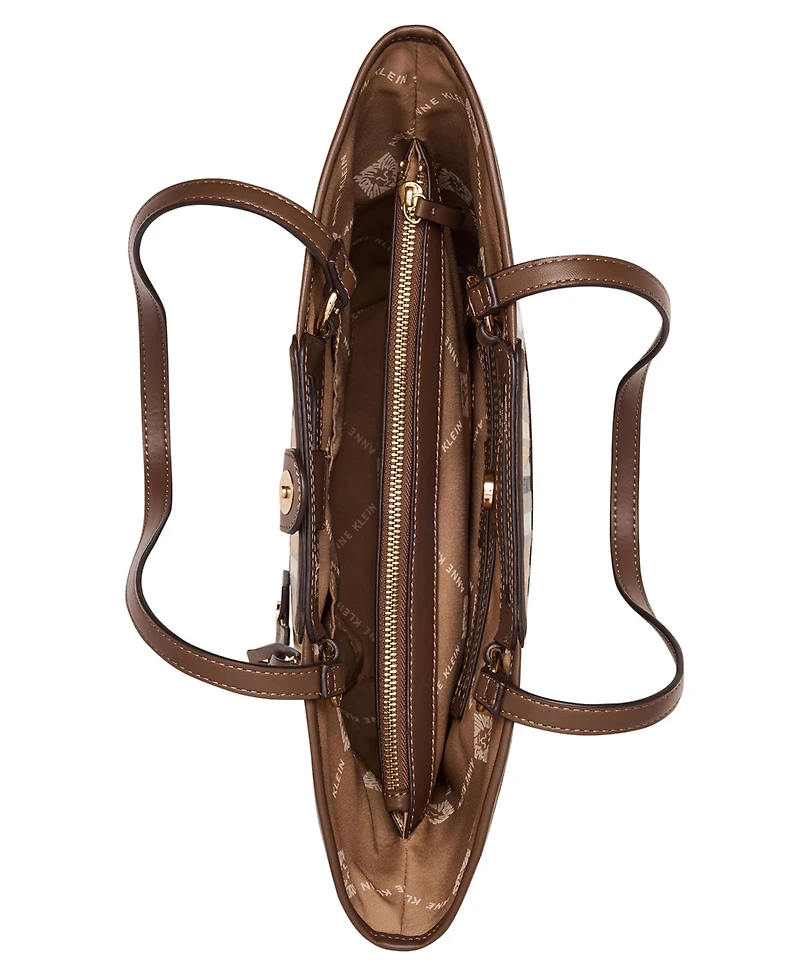 Anne Klein Stripe Cut Out Small Handle Tote Handbag