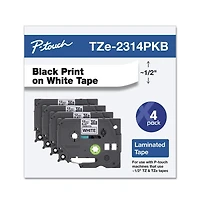 Brother P-Touch TZE2314PKB 0.5 in. TZe Series Standard Adhesive Laminated Labeling Tape(4/Pack