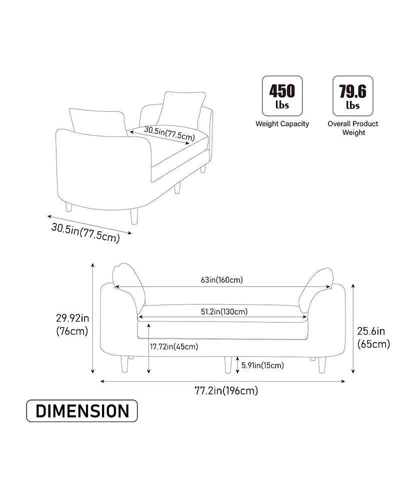 Streamdale Furniture Upholstered End of Bed Bench with Armrests and Bolsters