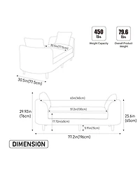 Streamdale Furniture Upholstered End of Bed Bench with Armrests and Bolsters