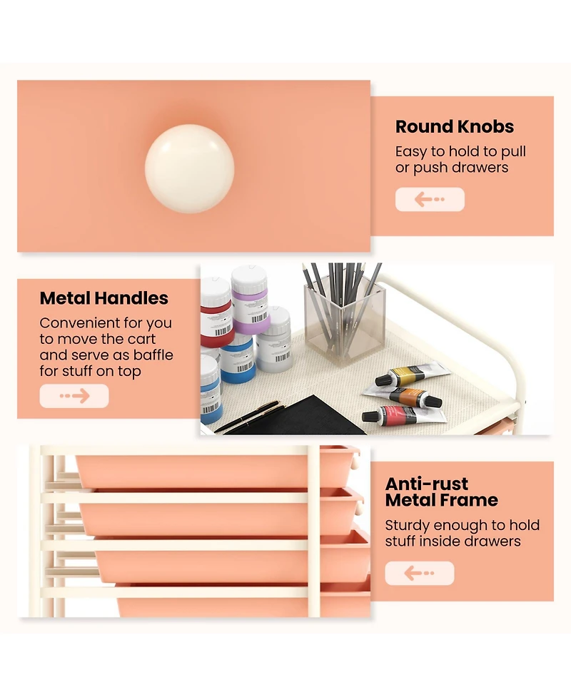 Gouun 12-Drawer Rolling Storage Cart with Lockable Wheels