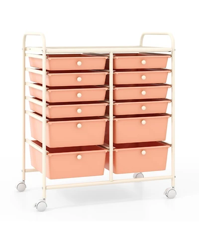 Gouun 12-Drawer Rolling Storage Cart with Lockable Wheels