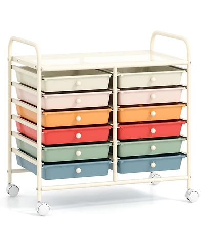 Gouun 12-Drawer Rolling Storage Cart for Home Office and Craft Room