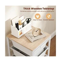 Gouun 4-Drawer Rolling Storage Cart with Wooden Tabletop