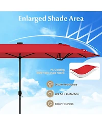 Gouun 13 ft Double-Sided Patio Umbrella with 36 Solar Led Lights and Upf 50+ Protection