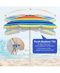 Gouun 6.5 ft Portable Beach Umbrella with Upf 50+ Protection Tilt Sand Anchor and Carry Bag