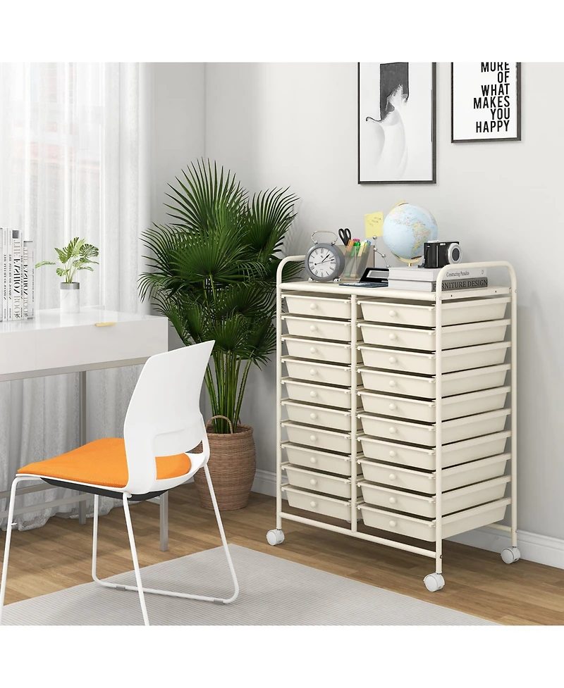 Sugift Twenty Drawer Rolling Storage Cart Studio Organizer Unit