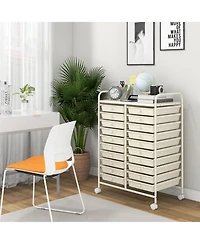 Sugift Twenty Drawer Rolling Storage Cart Studio Organizer Unit