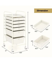 Sugift Six Drawer Rolling Storage Cart Organizer for Home and Office