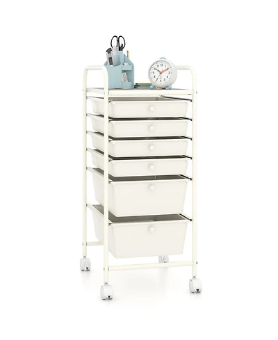 Sugift Six Drawer Rolling Storage Cart Organizer for Home and Office