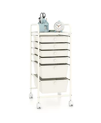 Sugift Six Drawer Rolling Storage Cart Organizer for Home and Office