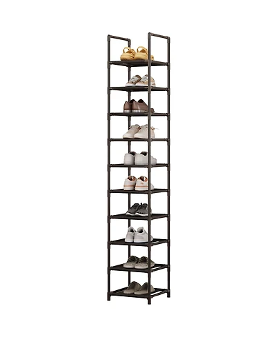 Homfan 10 Tier Metal Shoe Rack with Adjustable Fabric Shelves, 11.02 x 17.72 x 68.11/13 x 13 x 68.11 in Tall Storage for Closet and Entryway