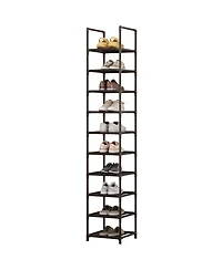 Homfan 10 Tier Metal Shoe Rack with Adjustable Fabric Shelves, 11.02 x 17.72 x 68.11/13 x 13 x 68.11 in Tall Storage for Closet and Entryway