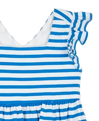 Rare Editions Girls' 2T-6X Jersey Knit Stripe Flutter Sleeve Tiered Dress