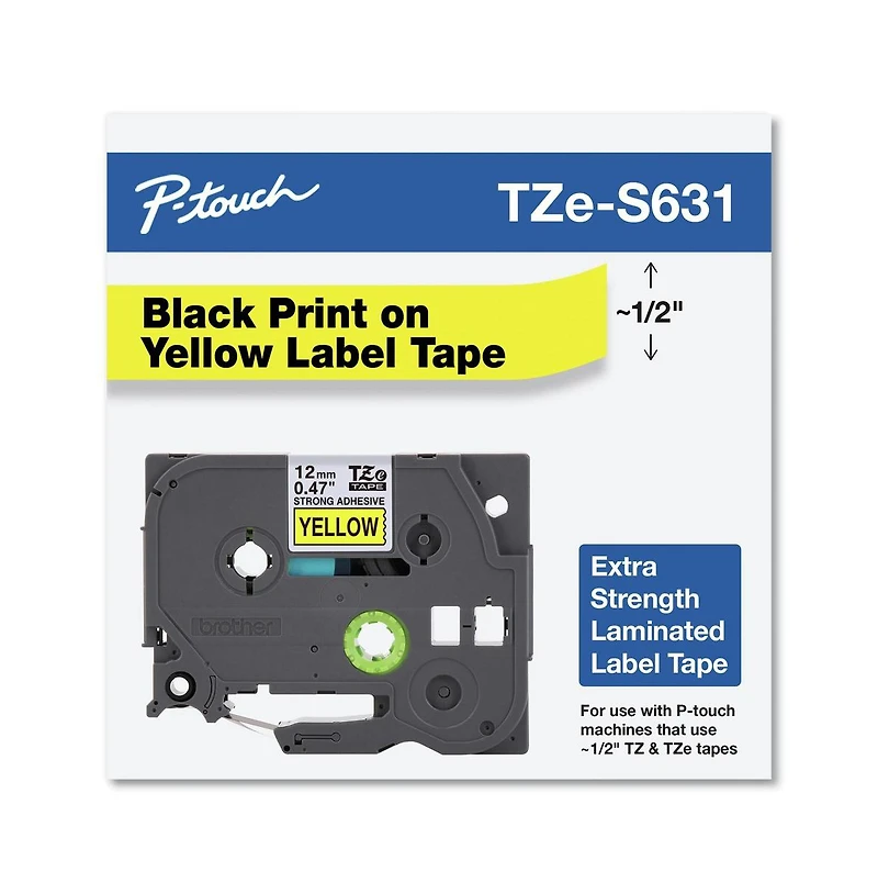 Brother P-Touch TZES631 0.47 in. x 26.2 ft. TZe Standard Adhesive Laminated Labeling Tape