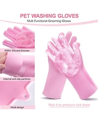 Aronkl 6pcs Dog Washing Kit with Brush Shampoo Scrubber Gloves Quick Dry Towel Waterproof Organizer Bag