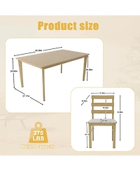 sumyeg 5-Piece Solid Wood Dining Set with Rectangular Table and 4 Back Chairs