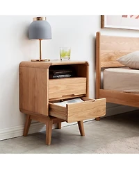sumyeg Nordic Modern Solid Wood Nightstand Simple Bedside Cabinet Storage