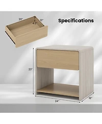 sumyeg 2-Tier Modern Style Nightstand with Drawer and Open Shelf for Bedroom