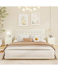 sumyeg Modern Nightstand with Drawers and 3D Geometric Pattern