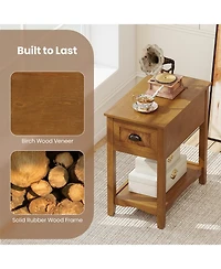 sumyeg Contemporary Chairside End Table with Drawer and Open Shelf