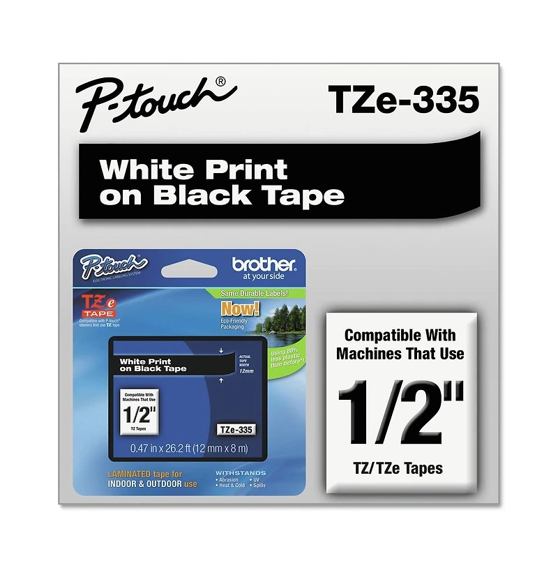 Brother P-Touch TZE335 0.47 in. x 26.2 ft. TZe Standard Adhesive Laminated Labeling Tape