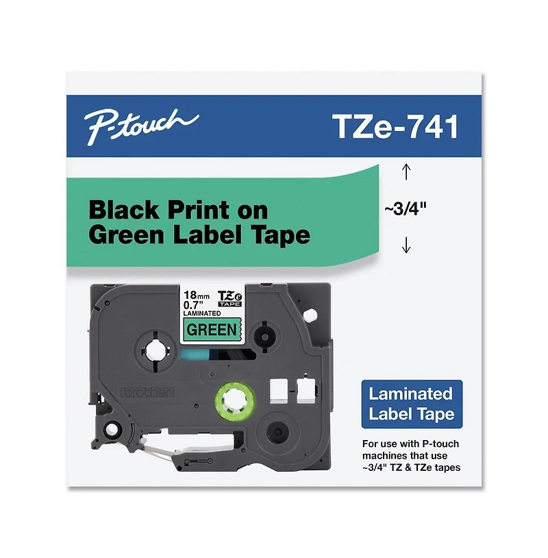 Brother P-Touch TZE741 0.7 in. x 26.2 ft. TZe Standard Adhesive Laminated Labeling Tape