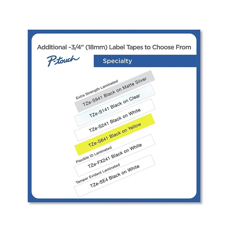 Brother P-Touch TzESE4 0.7 in. x 26.2 ft. TZ Security Tape Cartridge for P-Touch Labelers