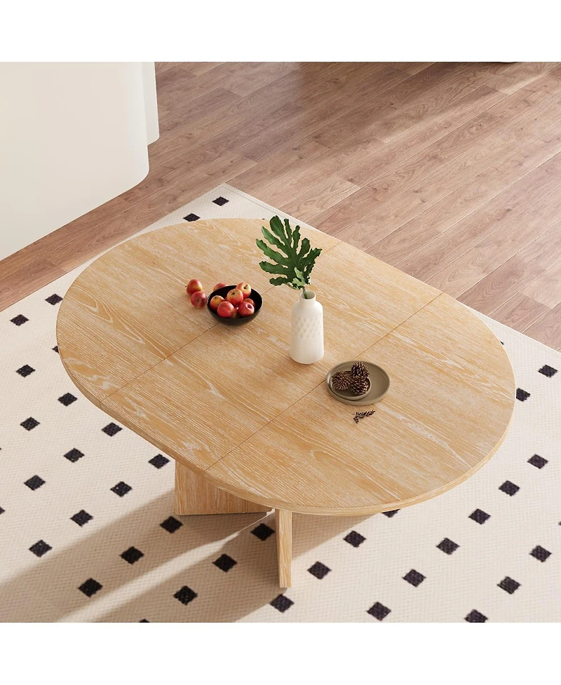 Streamdale Furniture Solid Wood Extendable Round Dining Table with Leaf