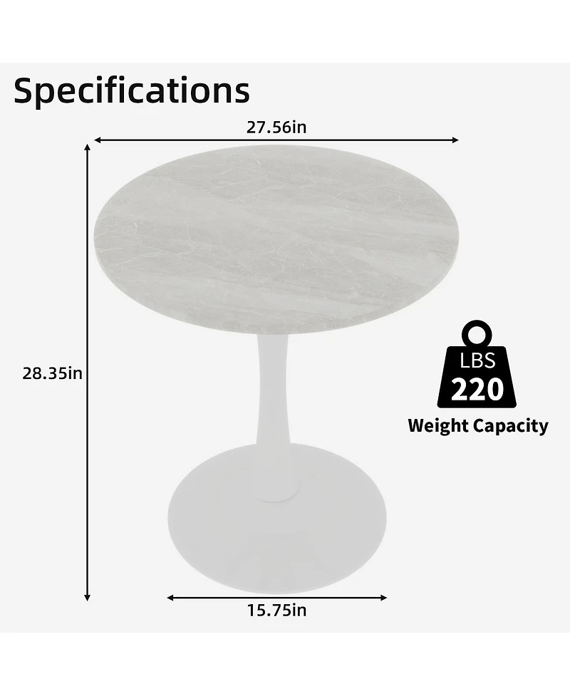Streamdale Furniture Mid-Century Modern Round Marble Coffee Table