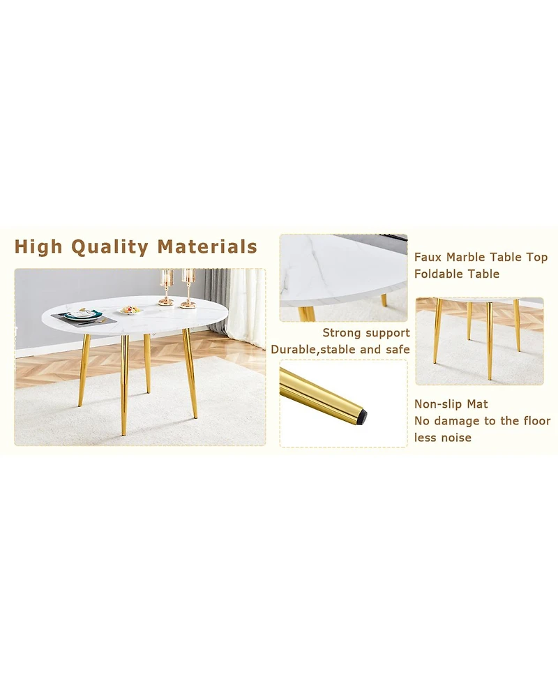 Streamdale Furniture Retractable Pattern Mdf Tabletop with Metal Legs