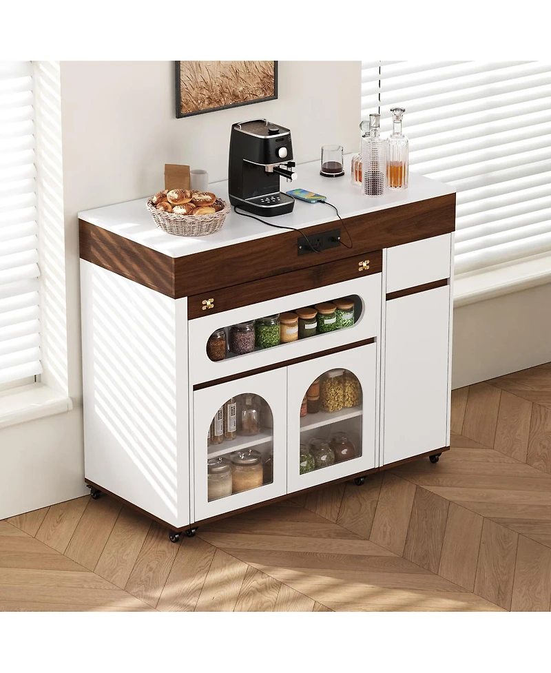 Streamdale Furniture Extendable Dining Table, Kitchen Island with Storage