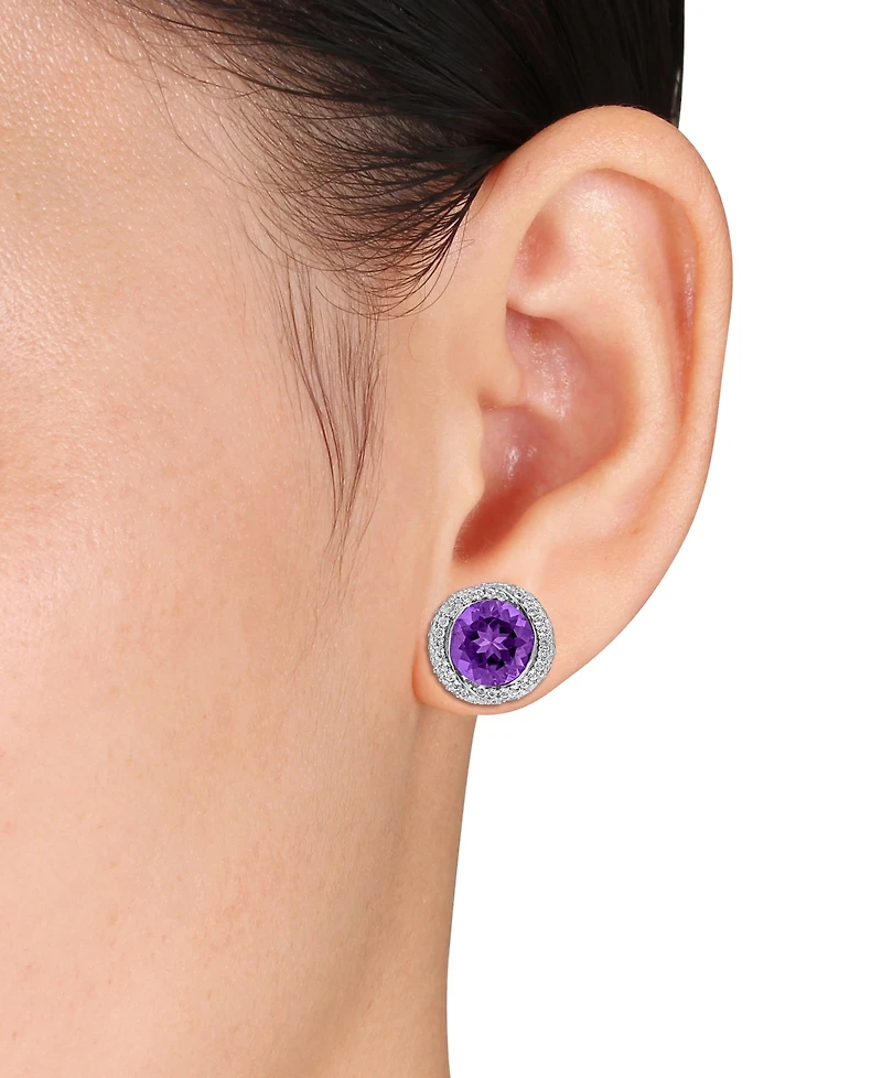 Macy's Blue Topaz (6 ct. t.w.) & White (1-1/6 Stud Earrings Sterling Silver (Also Available Citrine Amethyst)