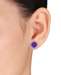 Macy's Blue Topaz (6 ct. t.w.) & White (1-1/6 Stud Earrings Sterling Silver (Also Available Citrine Amethyst)