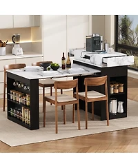 Streamdale Furniture Extendable Dining Table/Island with Storage and Power