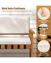 Gymax Set of Wood Furniture Set w/Coffee Table Seat Back Cushions for Backyard Porch