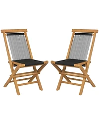 Gymax 4PCS Folding Chairs w/ Quick-Folding Portable Design Woven Rope Seat Porch Patio