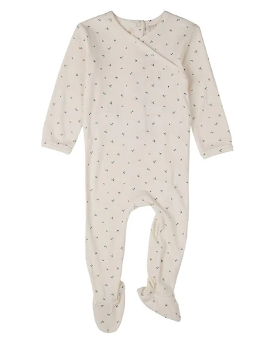 MeMoi Baby Girls "Sprigs Have Sprung" Mini-Rib Rayon-Blend Crossover-Neck Footie