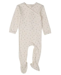 MeMoi Baby Girls "Sprigs Have Sprung" Mini-Rib Rayon-Blend Crossover-Neck Footie
