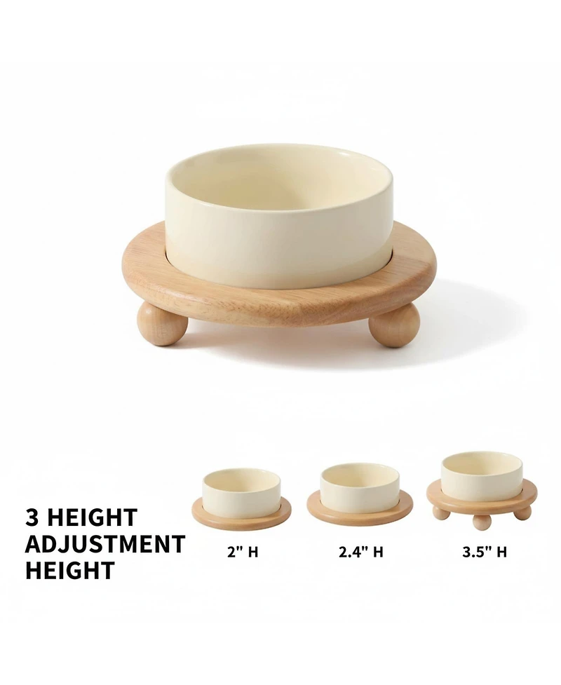 Aronkl Ceramic Elevated Dog Bowls Set Raised Feeder for Food Water Stable Non-Slip Healthy Dishwasher Safe