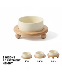 Aronkl Ceramic Elevated Dog Bowls Set Raised Feeder for Food Water Stable Non-Slip Healthy Dishwasher Safe